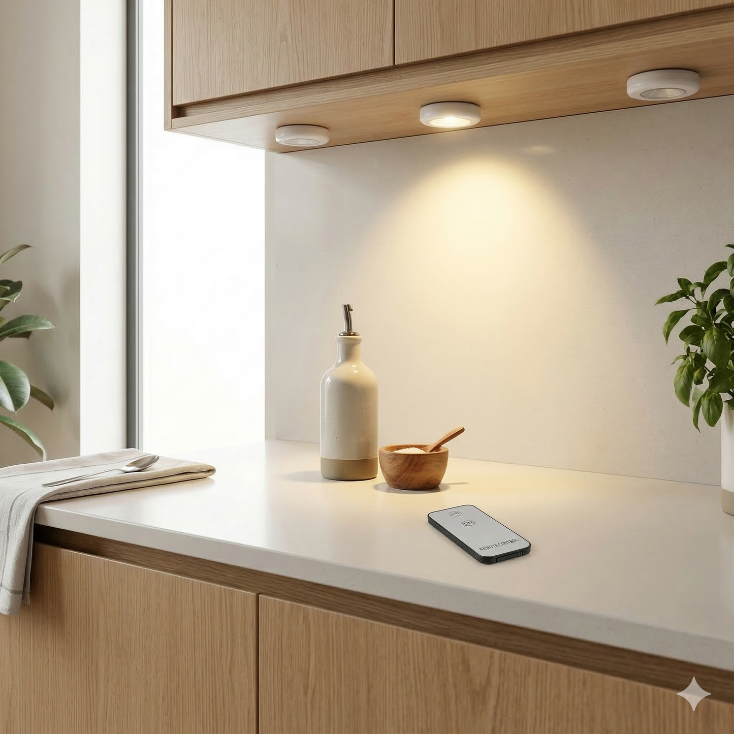 2 FARETTI COB CONTROLLO REMOTO PUNTO LUCE A LED LAMPADA ARMADIO CON TELECOMANDO