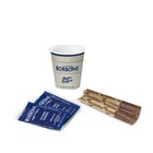 KIT ECOLOGICO 100 BICCHIERI CARTA PALETTE BETULLA LEGNO ZUCCHERO CAFFÉ BORBONE
