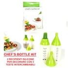 CHEF'S BOTTLE SET 2 CONTENITORI SILICONE 3 DECORI PENNELLO DECORARE DOLCI TORTE