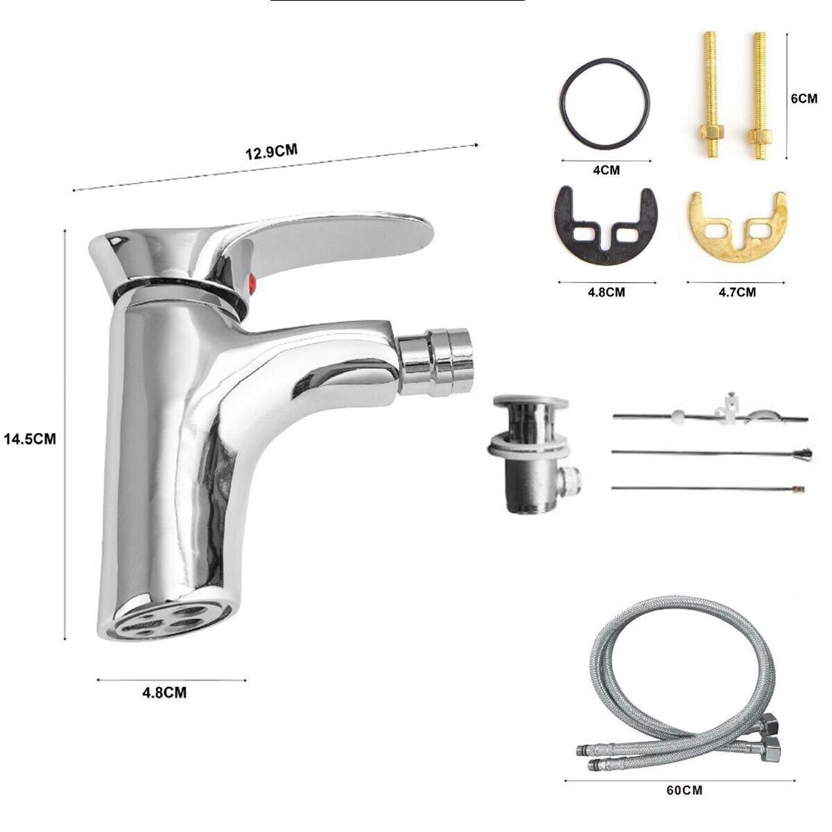 RUBINETTO MISCELATORE CROMATO CASA BAGNO BIDET COMPLETO DI KIT MONTAGGIO JH8099