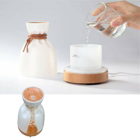 DIFFUSEUR D'ARÔMES EFFET BOIS AROMATHÉRAPIE HUMIDIFICATEUR USB 7 COULEURS LED 140 ML