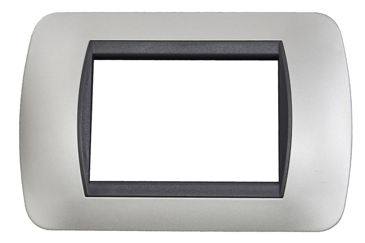 PLAQUETTE PLAQUE ARGENT COMPATIBLE LIVING 3 POSTES CACHE INTERRUPTEUR CL 119-02