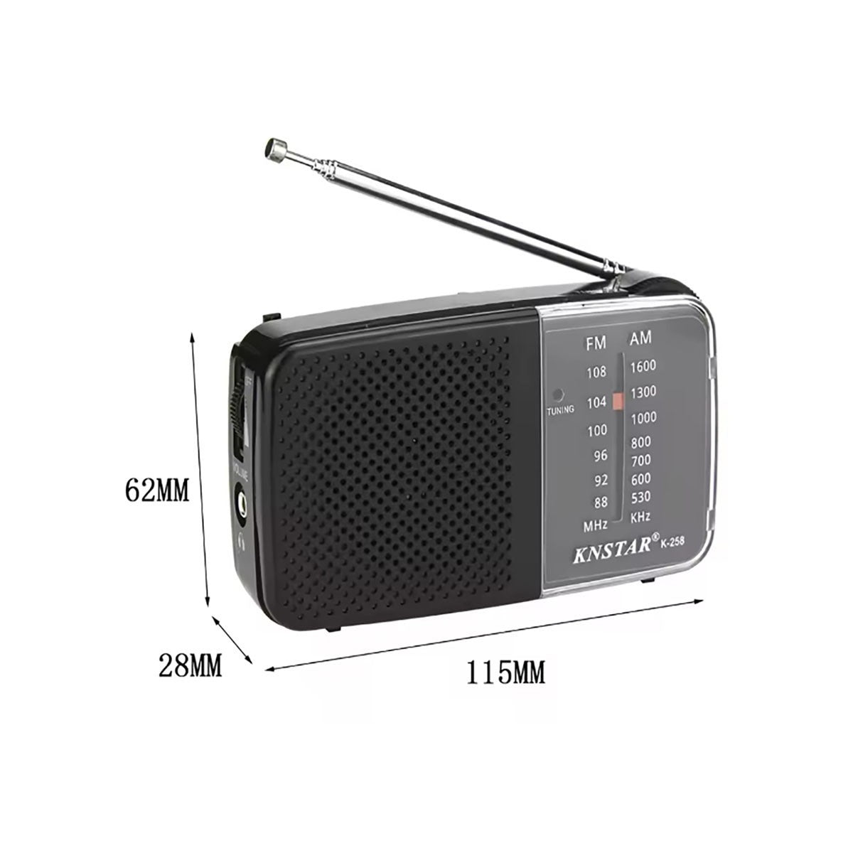 RADIO PORTATILE FM AM DUE BANDE ANTENNA TELESCOPICA 35 CM AUX 3.5 MM AS-07098