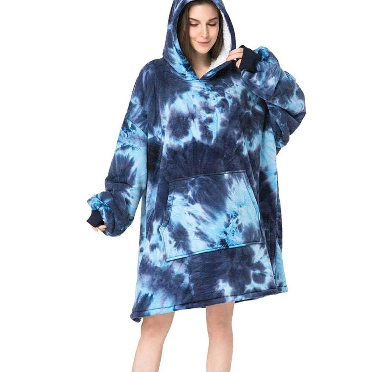 FELPA CON CAPPUCCIO PILE COPERTA GRANDI DIMENSIONI CALDA OVERSIZE INDOSSABILE