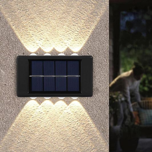 APPLIQUE LAMPE SOLAIRE 8 LED MUR MURAL IP65 BIDIRECTIONNEL JARDIN TE-B0568