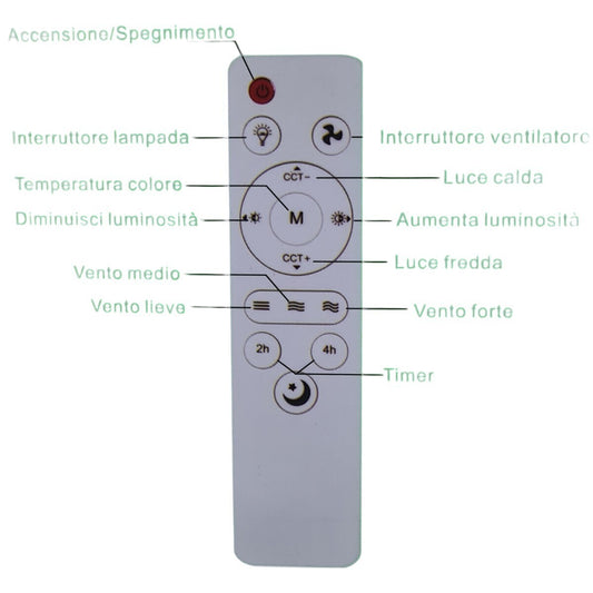 LAMPADA VENTILATORE PLAFONIERA LED SOFFITTO E27 DIMMERABILE PALE TELECOMANDO 30W