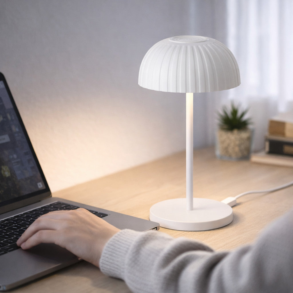 LAMPADA TAVOLO LED RICARICABILE BIANCA TOUCH USB BATTERIA 2000MAH DESIGN LPT144