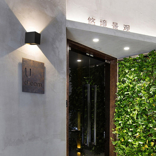 APPLIQUE LED COB LAMPADA PARETE 20W QUADRATO NERO NATURALE INTERNO ESTERNO 18