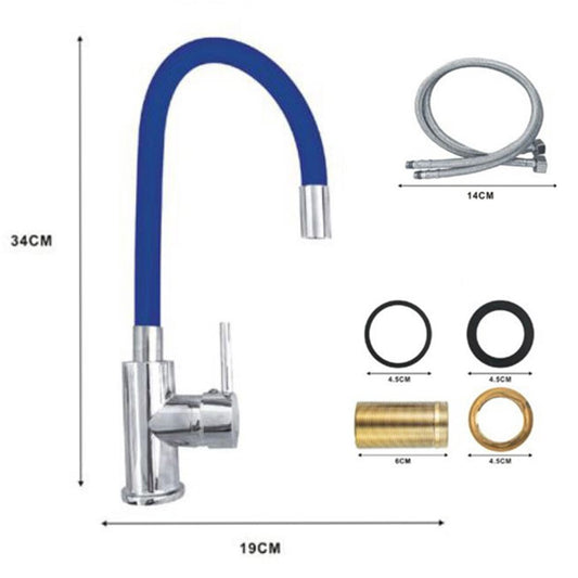 ROBINET MITIGEUR ÉVIER COL CYGNE HAUT FLEXIBLE MONOCOMMANDE CUISINE BLEU 1987-3