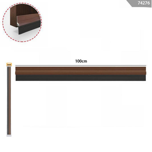 BAS DE PORTE ADHÉSIF ANTI-FROID/COURANT D'AIR SOUS-PORTE PVC RIGIDE AVEC CAOUTCHOUC 100CM MARRON