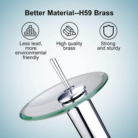 MISCELATORE RUBINETTO VASCA LAVABO MONOCOMANDO A CASCATA CROMATO VETRO 812-11