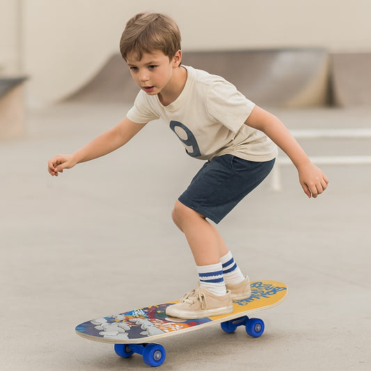 SKATEBOARD SKATE IN LEGNO FANTASIA COLORATO BAMBINI RAGAZZI 80CM 90460