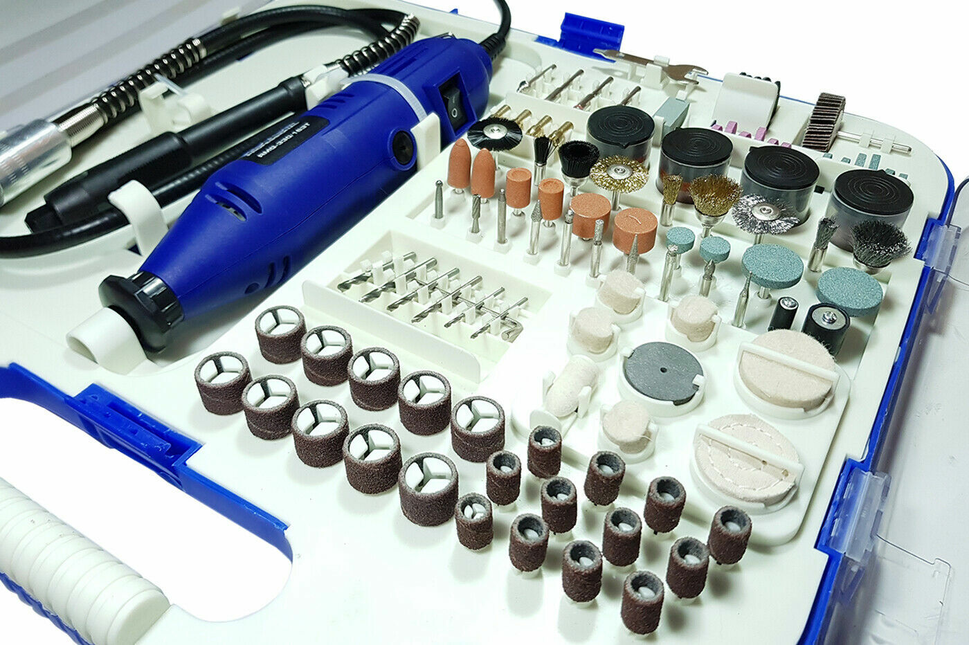 KIT MINI TRAPANO SMERIGLIATRICE ALBERO FLESSIBILE 330W 163PZ FRESE PUNTE ROYCE