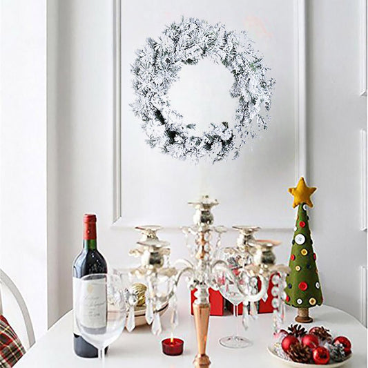 GHIRLANDA PINO VERDE INNEVATA 50CM EFFETTO NEVE CORONA ADDOBBI DI NATALE