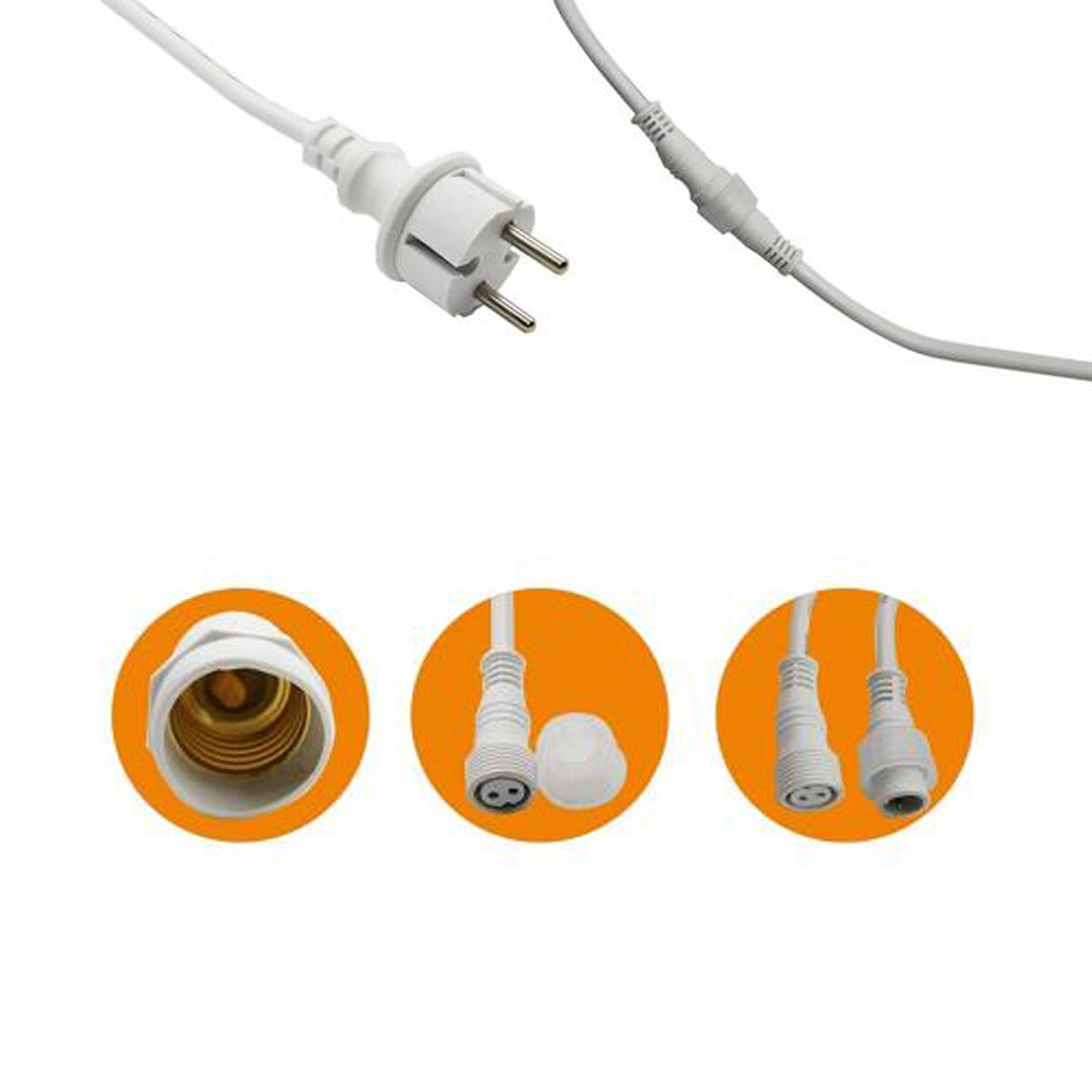 GUIRLANDE LUMINEUSE 5M ET 10 DOUILLES E27 BLANCHE PROLONGEABLE IP54 INTÉRIEUR EXTÉRIEUR