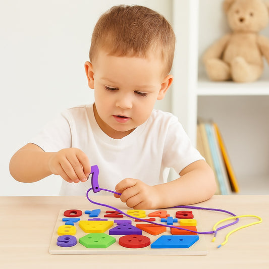 PUZZLE ÉDUCATIF MONTESSORI CHIFFRES FORMES COLORÉES BOIS ENFANTS 22X18CM 74464