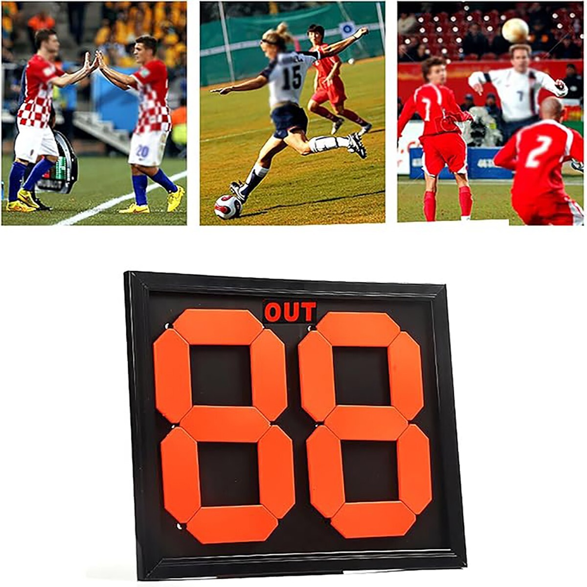 TABLEAU FOOTBALL SPORT SUBSTITUTIONS CHANGEMENTS TABLEAU ARBITRE À 2 CHIFFRES RECTO/VERSO