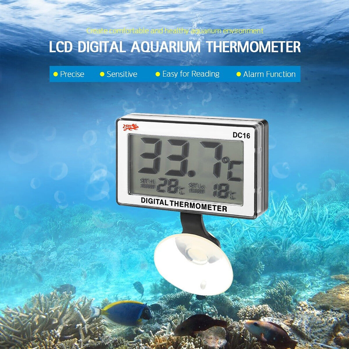 THERMOMÈTRE DIGITAL VENTOUSE AQUARIUM LCD BAC EAU TEMPÉRATURE POISSONS