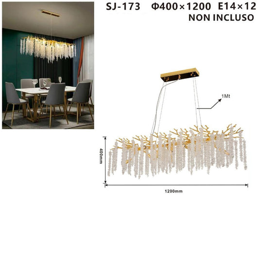 LAMPADARIO VINTAGE RAMI FIORI LUNGHI DI CRISTALLO VETRO RISTORANTE HOTEL J-173*