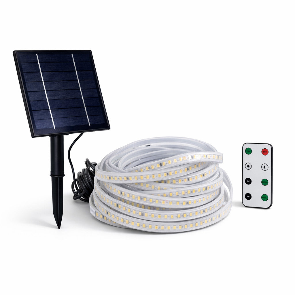 STRISCIA LED SOLARE 10 METRI TELECOMANDO MULTICOLORE RGB PER ESTERNO ET-31613