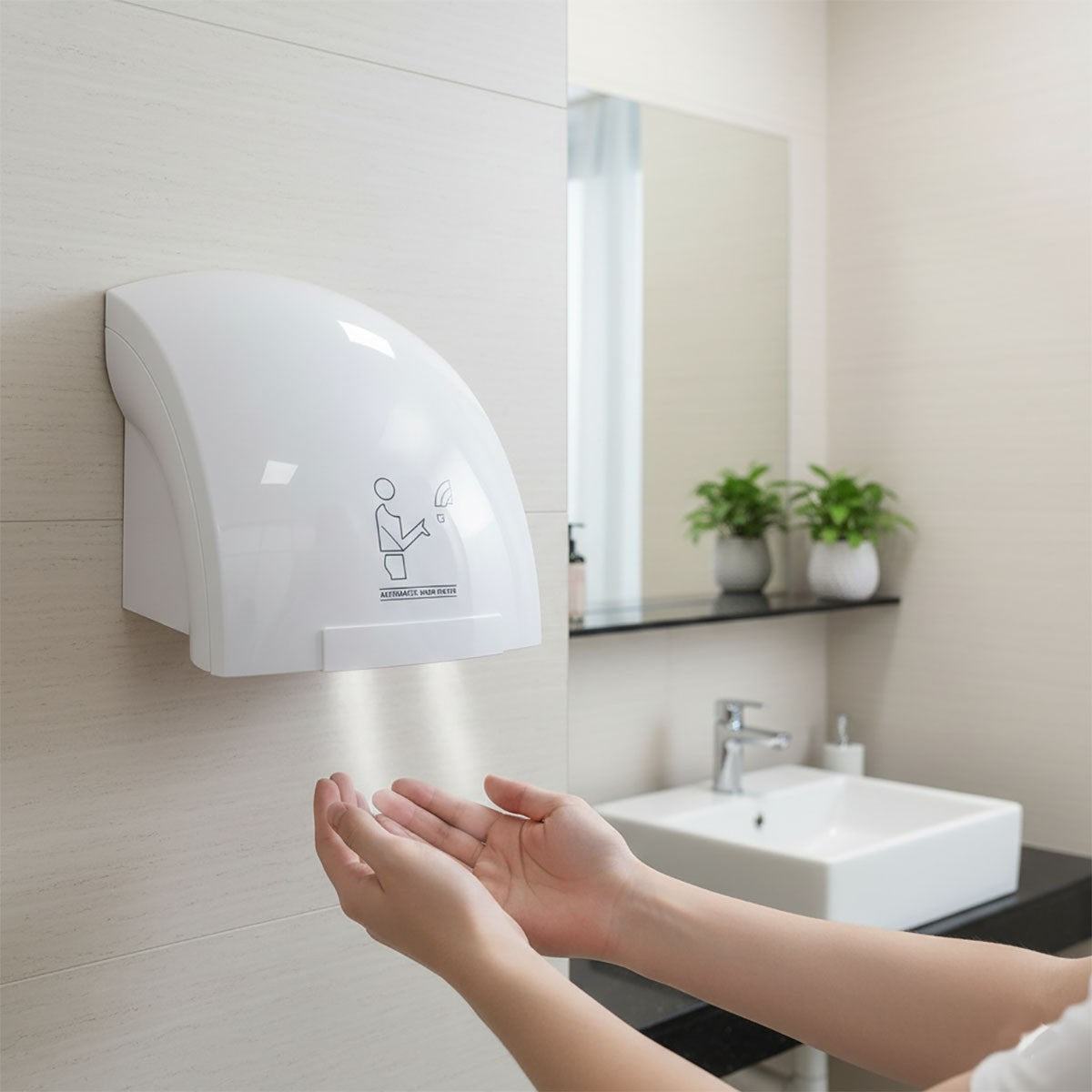 ASCIUGAMANI AUTOMATICO ELETTRICO AD ARIA CALDA FOTOCELLULA PARETE MURO PER HOTEL