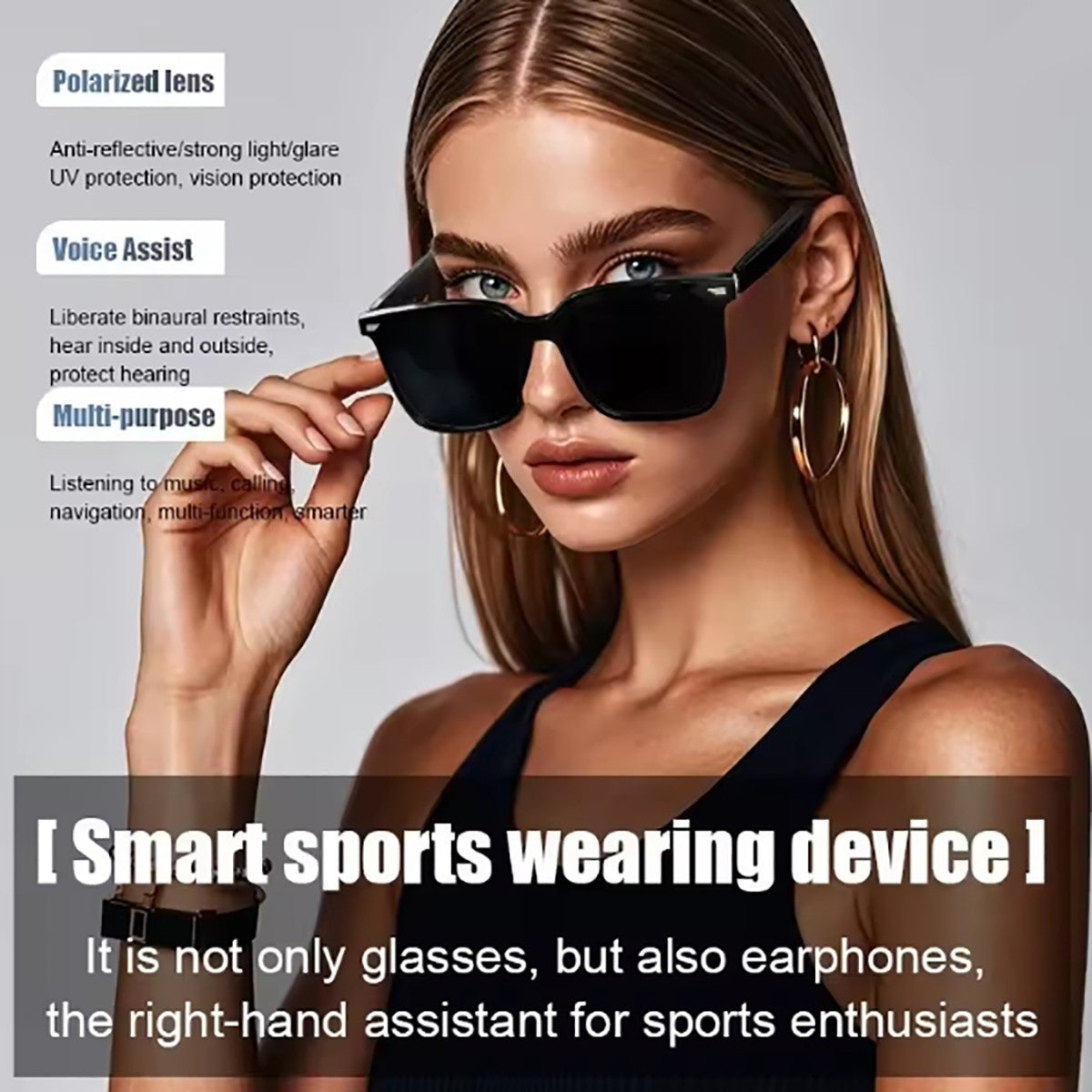 OCCHIALI SMART BLUETOOTH AI ASSISTENTE VOCALE TOUCH MUSICA CHIAMATE WIRELESS S01