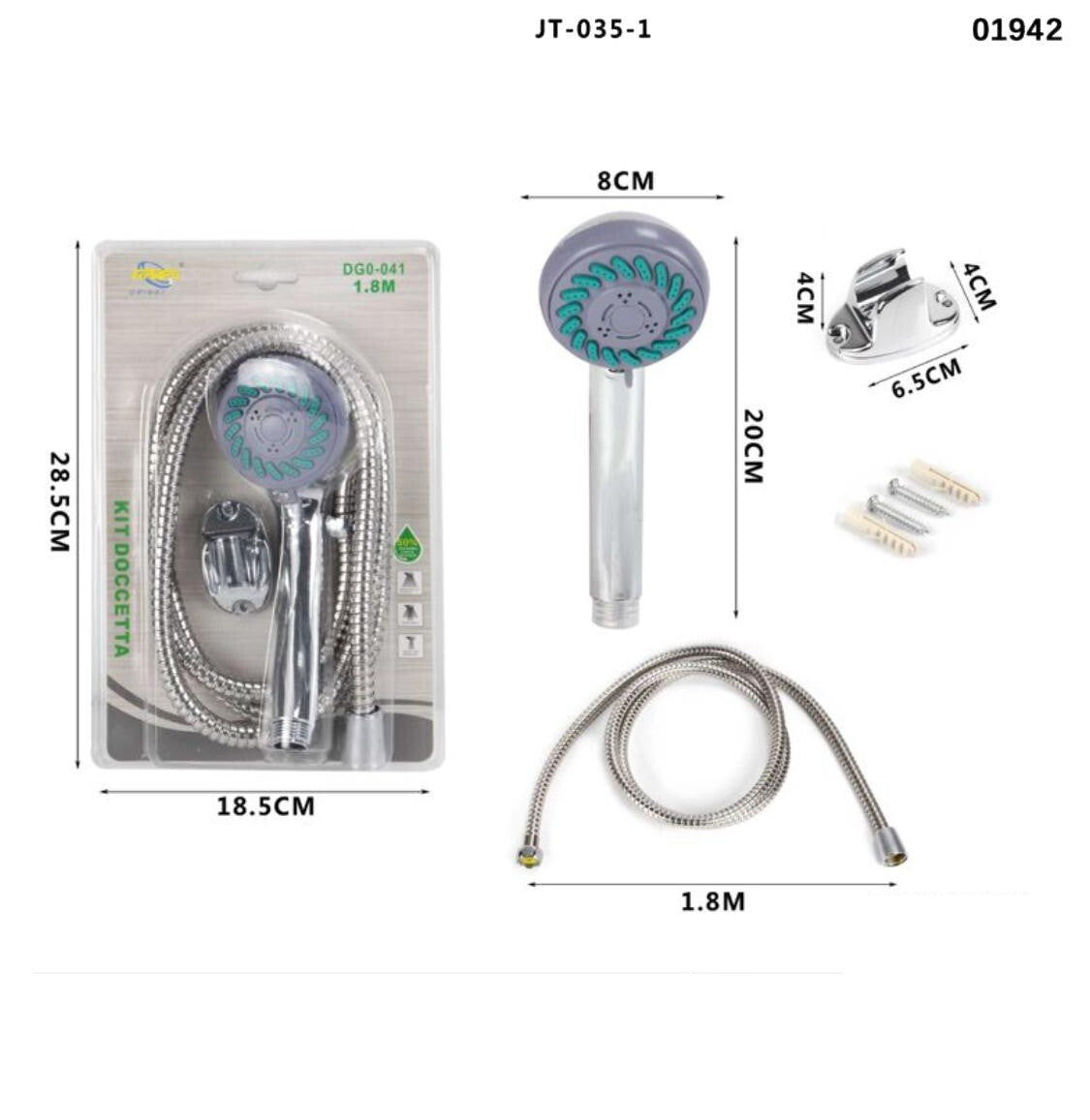 SOFFIONE BRACCIO DOCCINO UNIVERSALE BAGNO DOCCIA VASCA TUBO ROTONDO 01942