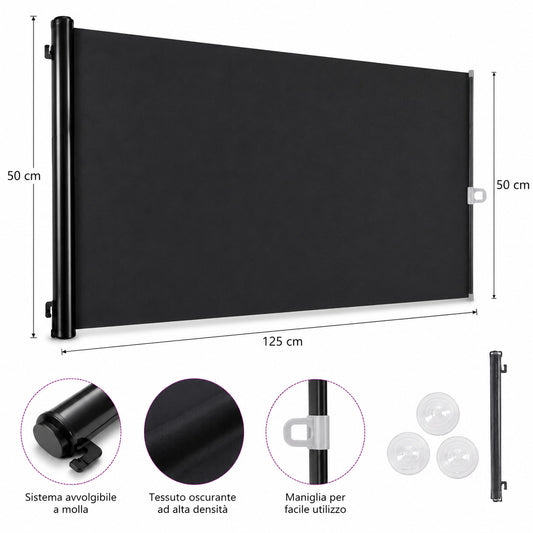 TENDINA PARASOLE AVVOLGIBILE PER AUTO 125x50CM PARABREZZA OSCURANTE CA-02467