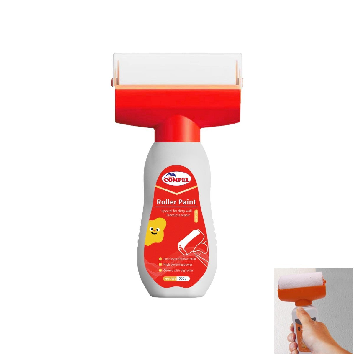 RULLO CON PITTURA COLORE BIANCO PER MURO PARETE CASA PENNELLO FLACONE DA 500ML