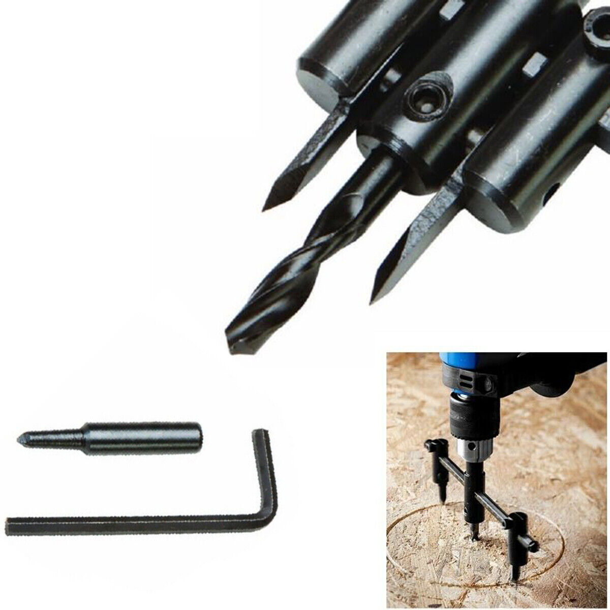 PUNTA TRAPANO TAGLIERINA CIRCOLARE GUIDA REGOLABILE TAGLIO FORO CARTONGESSO 12CM