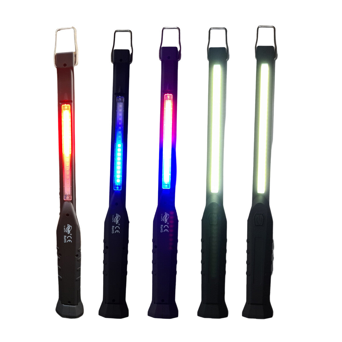 LAMPE TORCHE LED PORTABLE DE TRAVAIL RECHARGEABLE AIMANT CROCHET URGENCE ROUGE BLEU COB