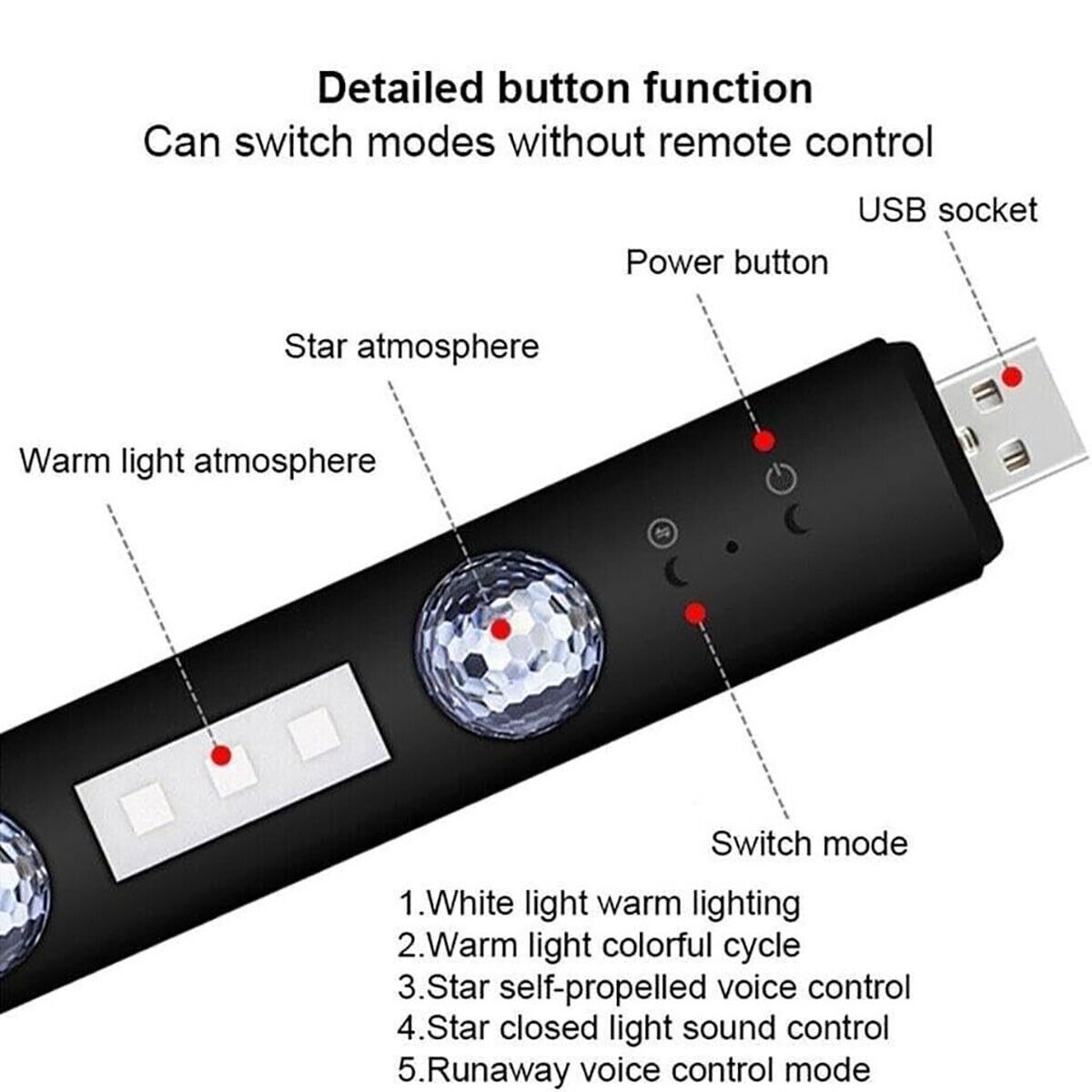 2 BARRE LED AUTO LUCE RGB INTERNI STELLE USB SENZA FILI ADESIVA CON TELECOMANDO