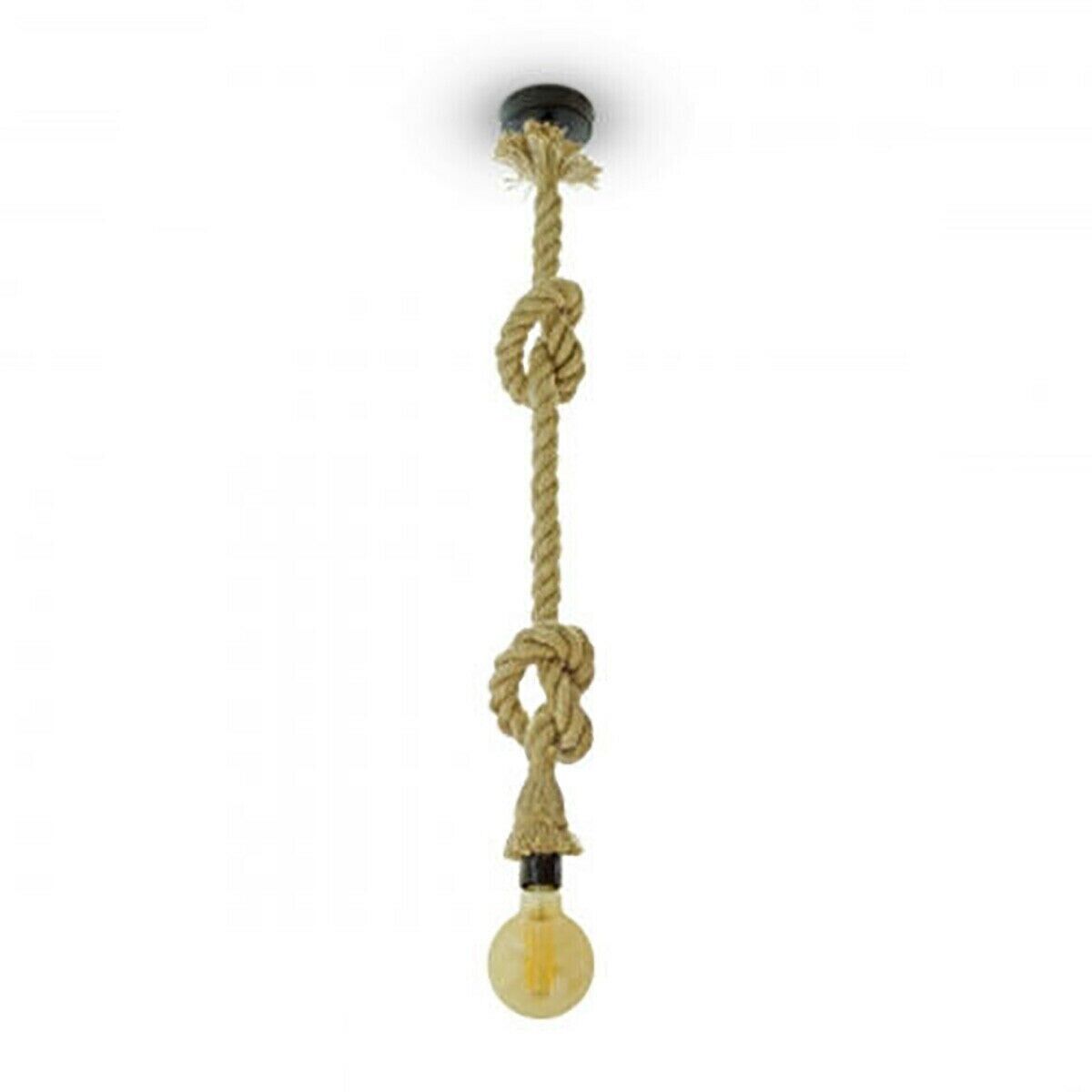 PORTALAMPADA LAMPADARIO SOFFITTO CORDA E27 EDISON PENDENTE NODO VINTAGE 2 MT