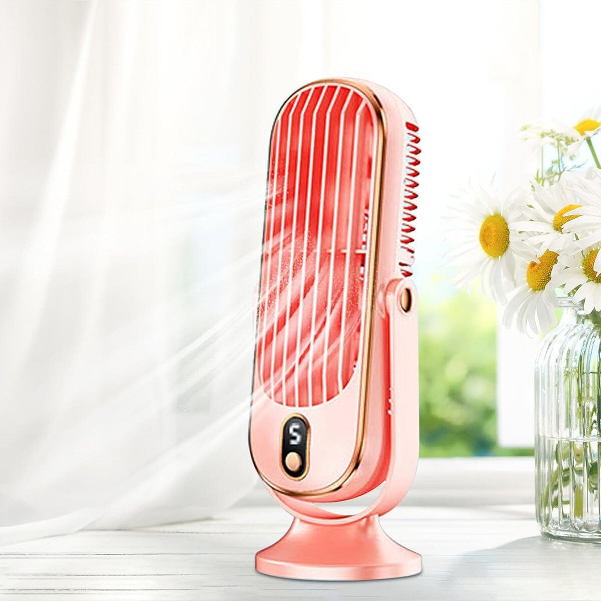 VENTILATORE TORRE DA TAVOLO PORTATILE USB RICARICABILE SILENZIOSO 5 VELOCITÀ