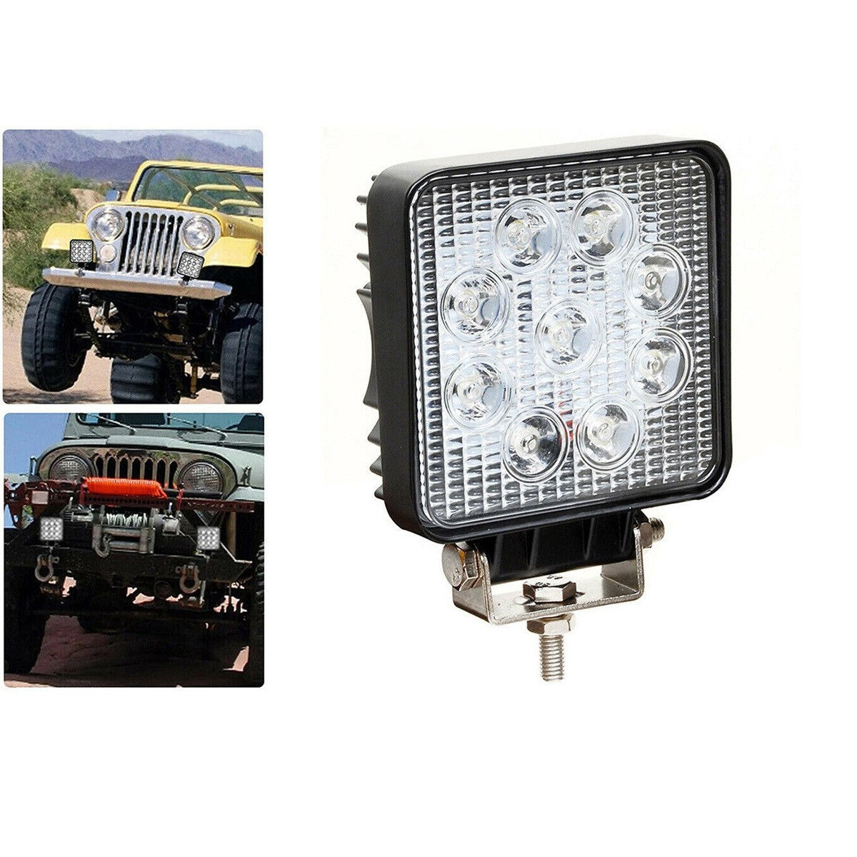 PHARE SUPPLÉMENTAIRE SLIM PROFOND AUTO TOUT-TERRAIN 12V CARRÉ 9 LED 27W IP68