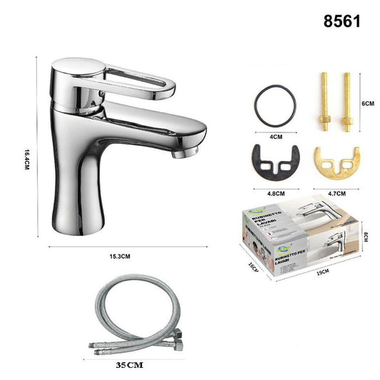RUBINETTO MISCELATORE CROMATO CASA BAGNO LAVABO LAVANDINO KIT MONTAGGIO 8561