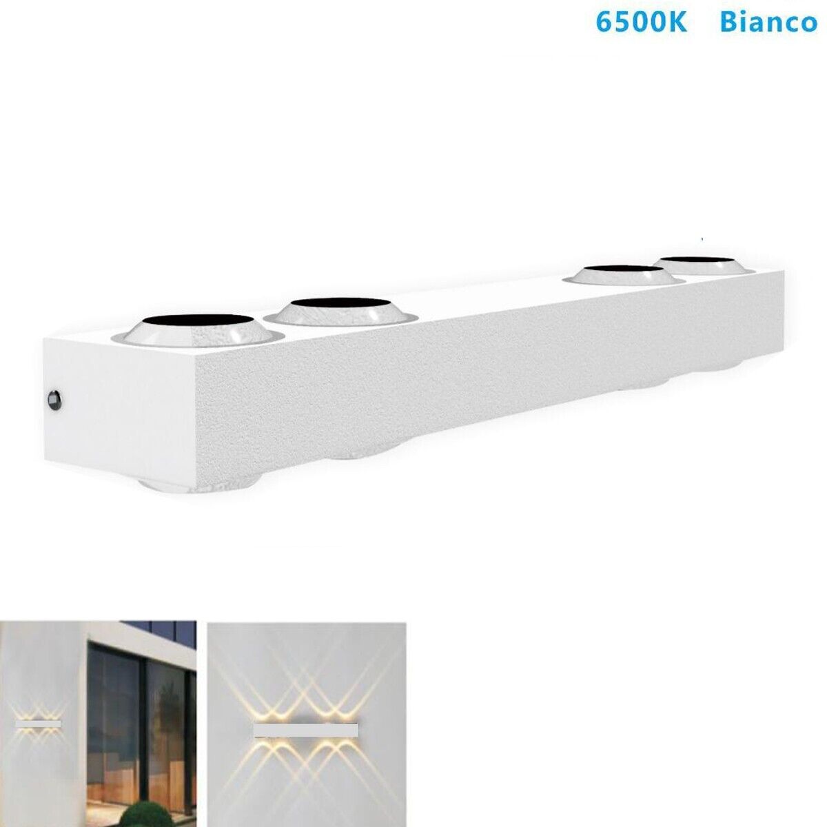 APPLIQUE LED 8W BIANCO LAMPADA LUCE 6500K PARETE UP DOWN ESTERNO INTERNO