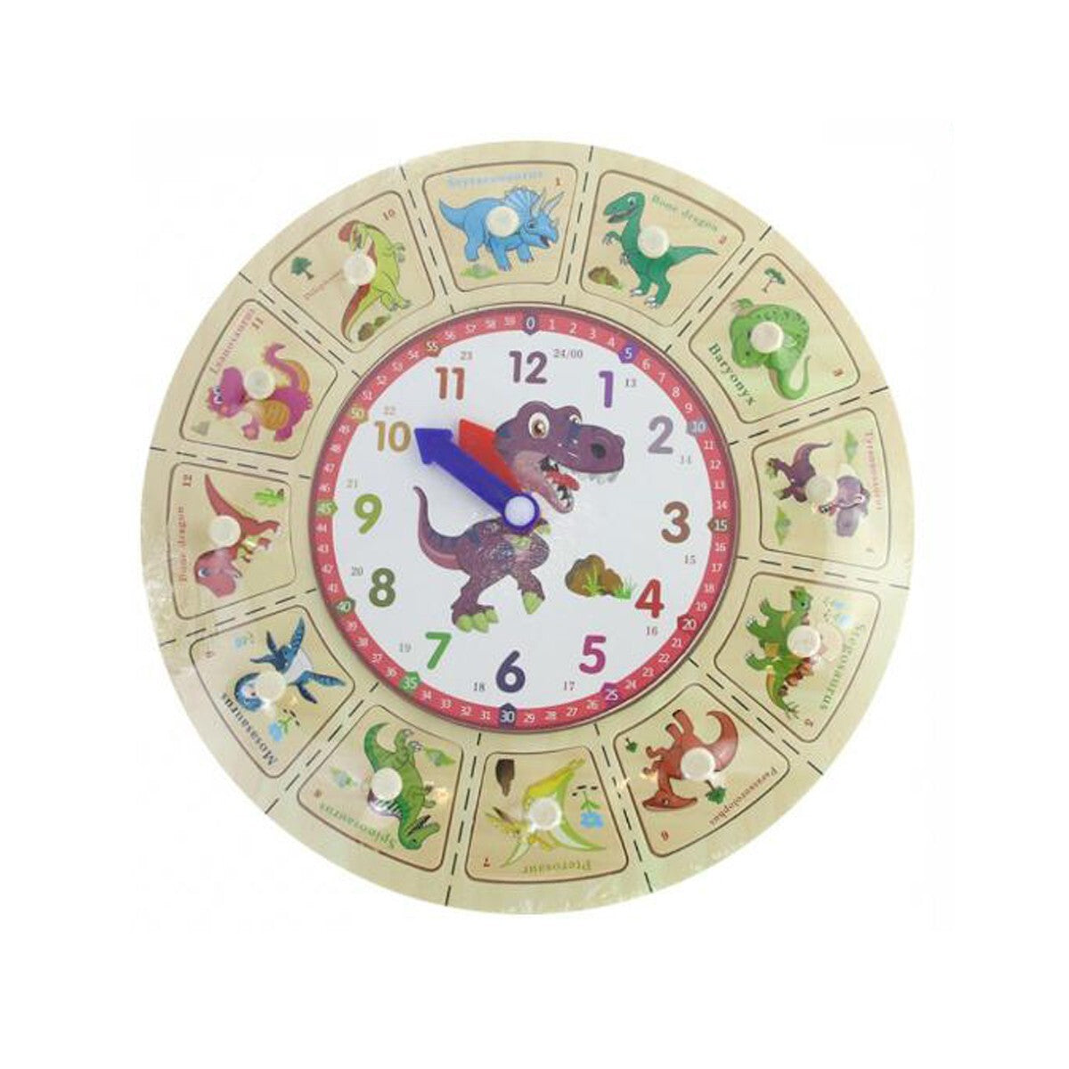 HORLOGE ÉDUCATIVE EN BOIS ENFANTS DINOSAURE PUZZLE JEU MÉTHODE MONTESSORI 53766