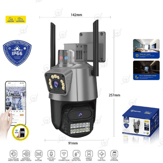 CAMÉRA WIFI EXTÉRIEURE SURVEILLANCE IP66 HD LED ALARME DÉTECTION MOUVEMENT
