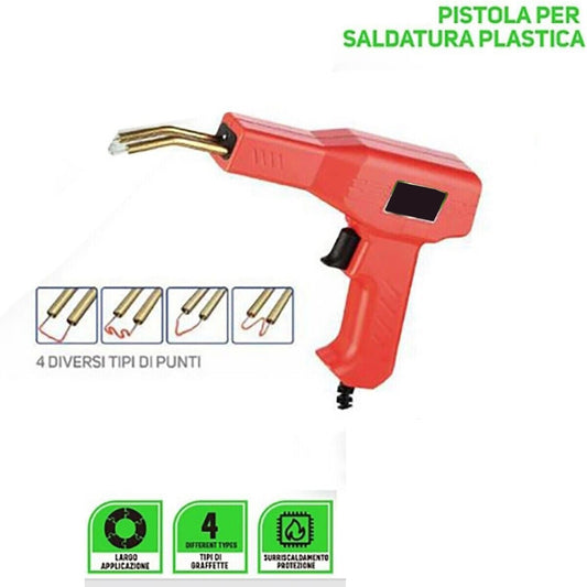 PISTOLA SALDATORE PLASTICA RIPARAZIONE PARAURTI AUTO 50W 4 TIPI DI PUNTE