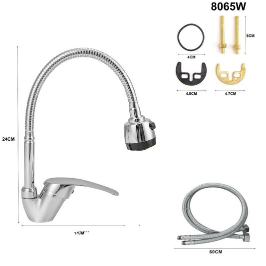 RUBINETTO LAVELLO CUCINA CANNA FLESSIBILE MISCELATORE LAVANDINO CROMATO 8065W