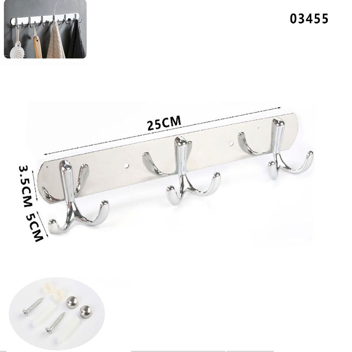 APPENDIABITI 3 GANCI BAGNO MURO GANCIO ASCIUGAMANI CASA CROMATO DA PARETE 03455