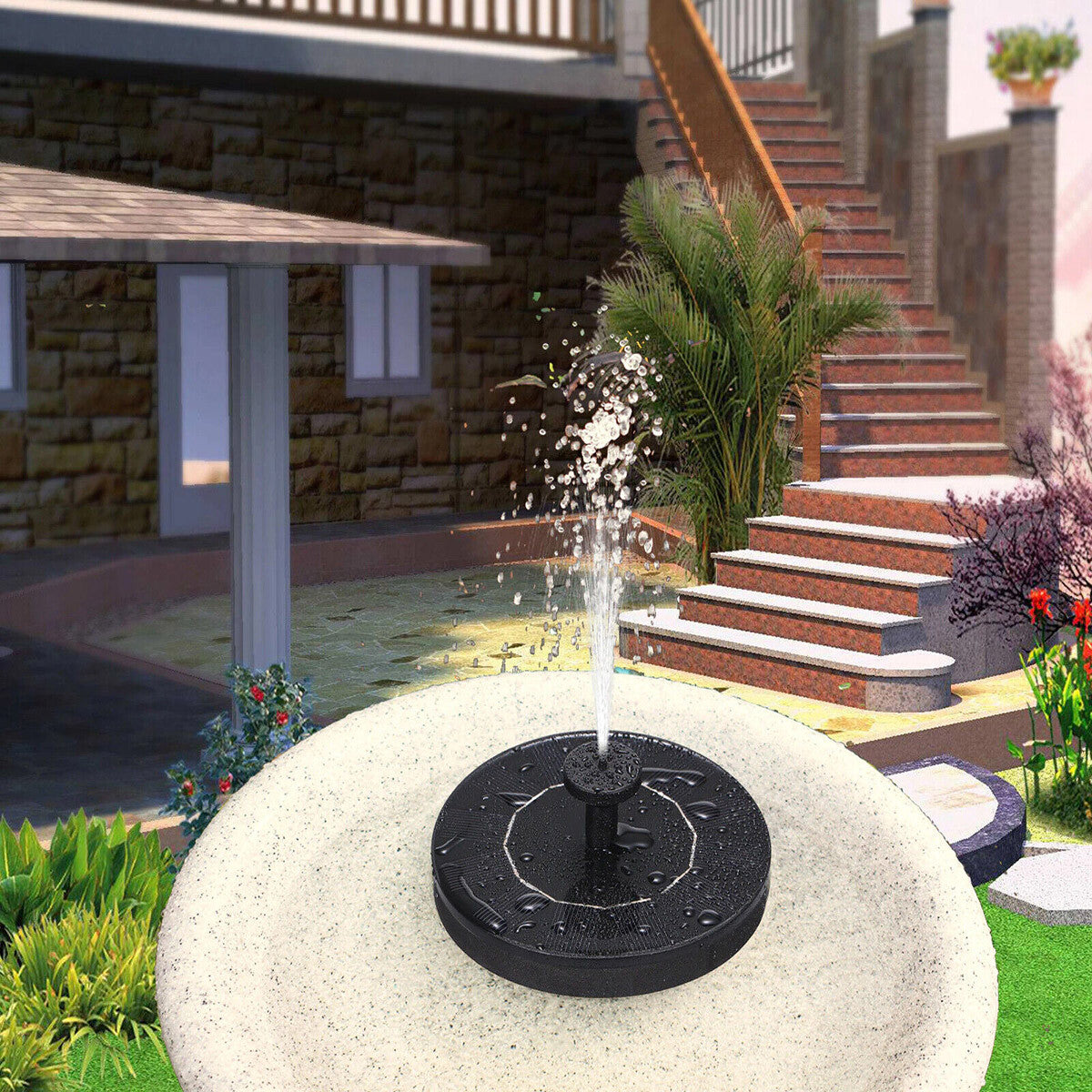 FONTANA SOLARE DA GIARDINO POMPA GALLEGGIANTE DECORATIVA PER LAGHETTO STAGNO