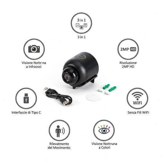 TELECAMERA IP WI-FI SMART DOME INTERNO SORVEGLIANZA NOTTURNA AUDIO APP AS-05583