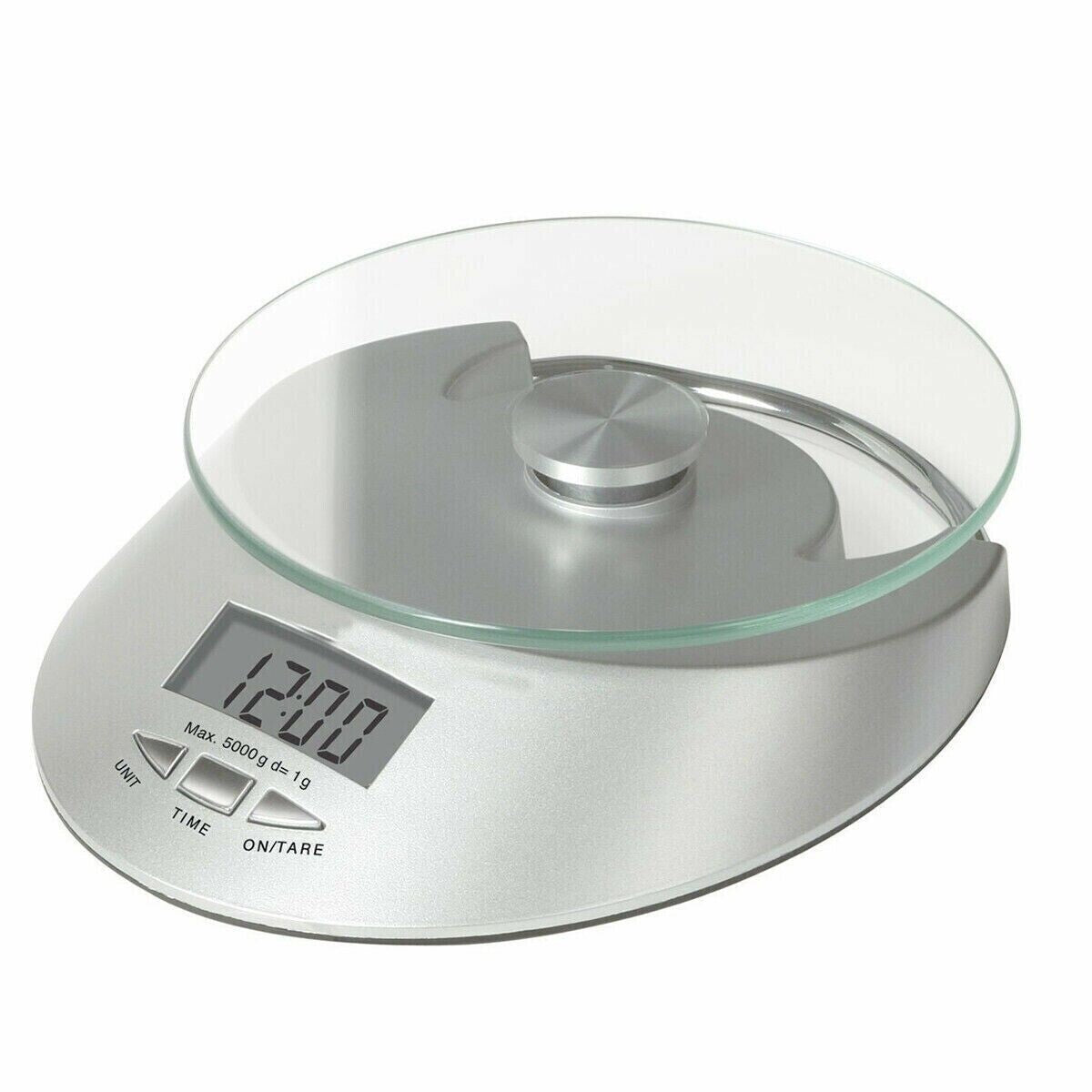 BILANCIA DIGITALE DA CUCINA DISPLAY LCD PIATTO IN VETRO FUNZIONE TARA 5KG B03