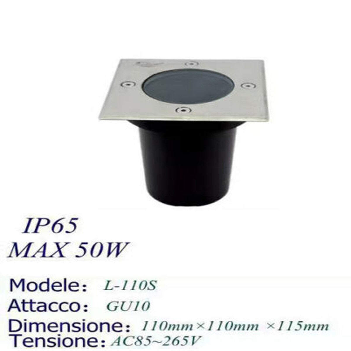 PROJECTEUR ENCASTRABLE DE SOL GU10 CARRÉ LAMPE PROJECTEUR JALONNEMENT EXTÉRIEUR