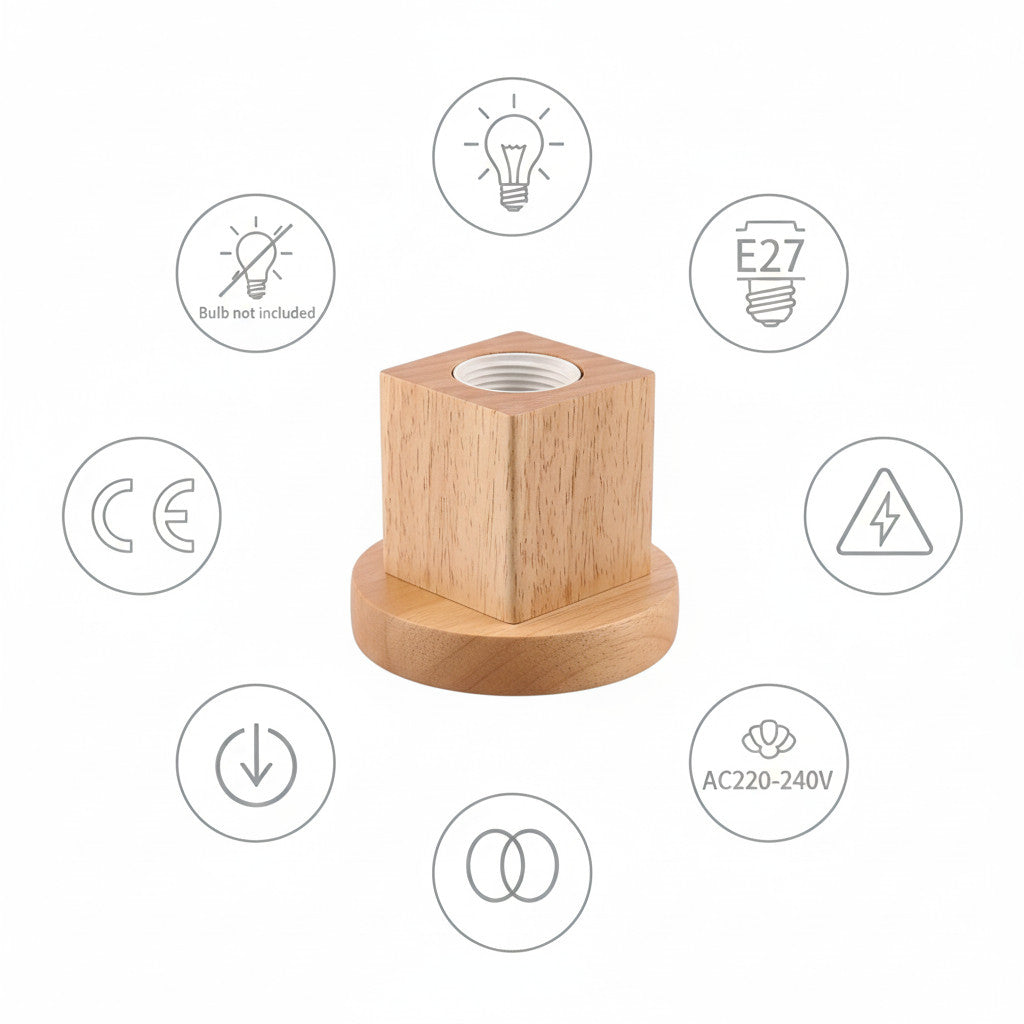LAMPADA DA TAVOLO LEGNO E27 BASE CILINDRICA DESIGN MINIMAL MODERNO TD-324