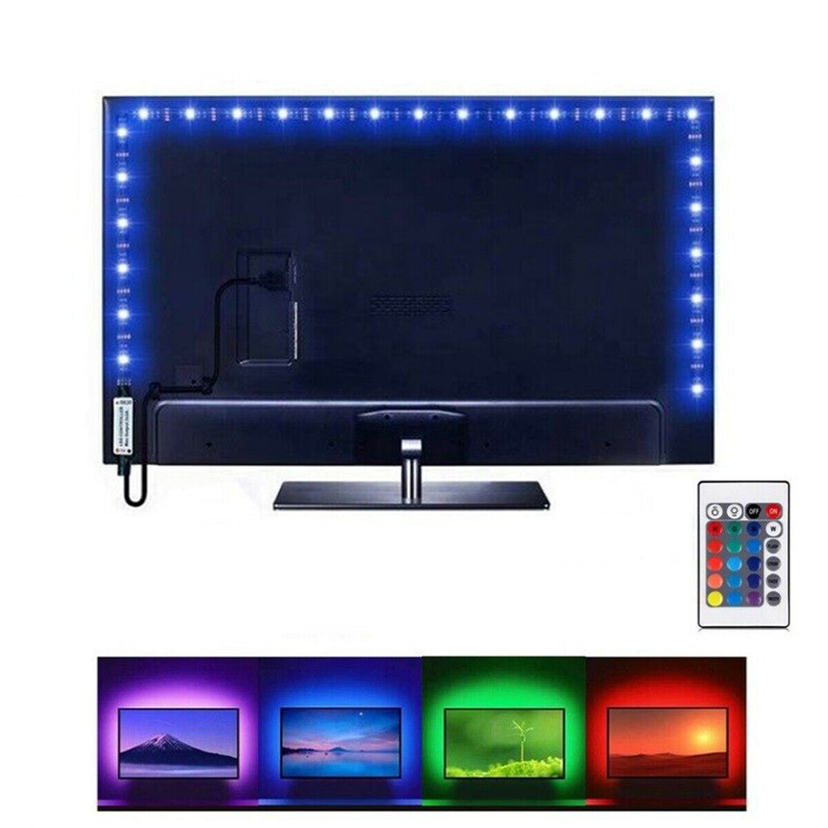STRISCIA LED ADESIVA LUCE RGB RETROILLUMINAZIONE TV USB 3 MT FLESSIBILE TE-B0310