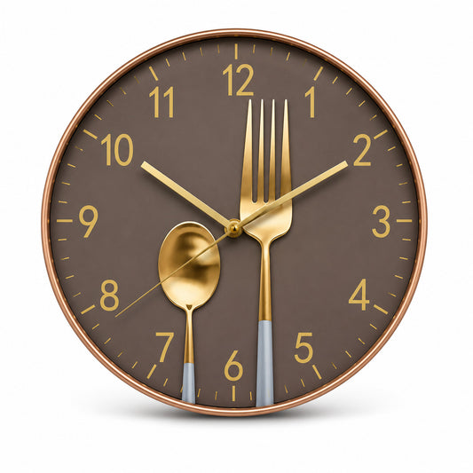 HORLOGE MURALE CUISINE DESIGN COUVERTS MODERNE 30CM DÉCORATION MAISON