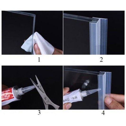 JOINT DE DOUCHE PROFIL F PIÈCE DE RECHANGE SILICONE TRANSPARENT 12MM 2MT 74237